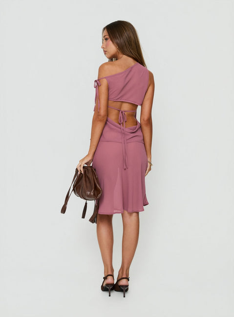 Introducing the Vianna Sheer Midi Skirt Pink womens-skirts with midi length back view of model wearing Princess Polly