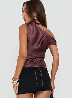 Charleah Draped Off Shoulder Top Plum