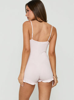 Vespra Frill Detail Sleep Playsuit Baby Pink