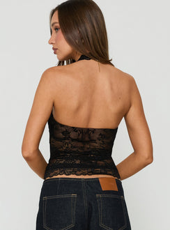 Fantasize Lace Halter Top Black