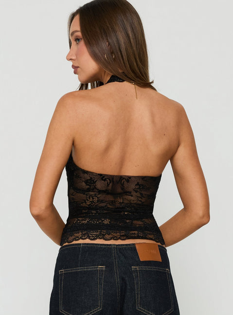 Fantasize Lace Halter Top Black