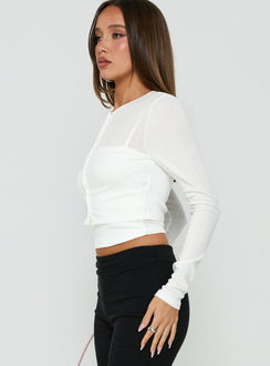 Kishie Layered Cardigan Top White