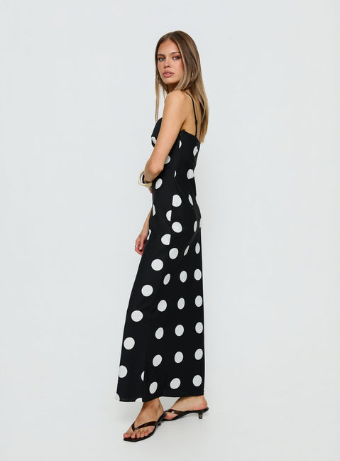 Avienna Maxi Dress Black Polka Dot