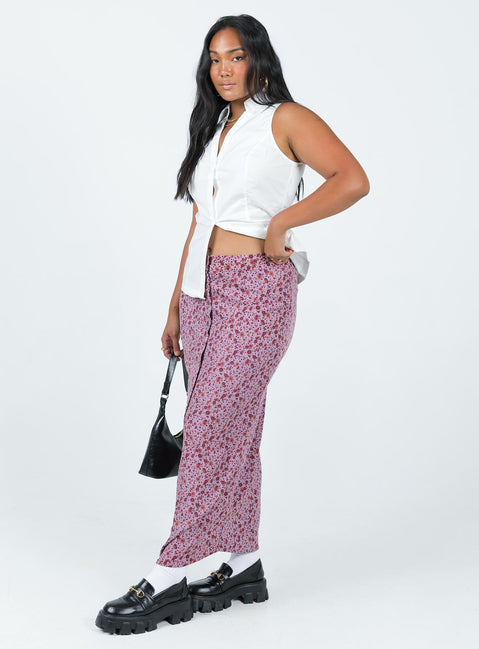 product Motel Relow Skirt 90S Floral Burgundy Princess Polly  Maxi 