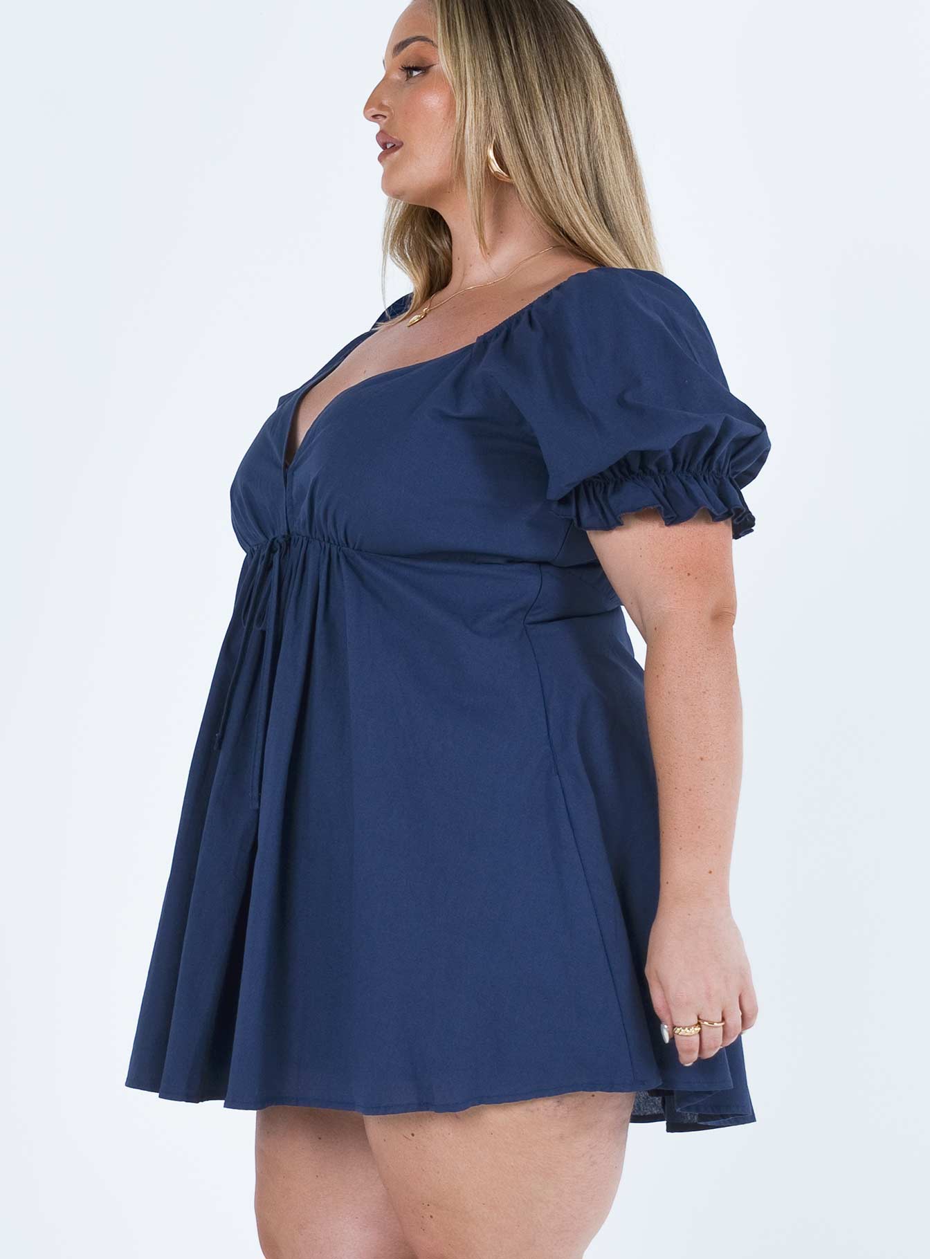 product Princess Polly Asymmetric Neckline  Blissful Mini Dress Navy Curve