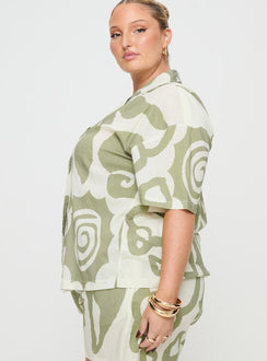 Green Graphic print shirt Relaxed fit, lapel collar, button fastening at front