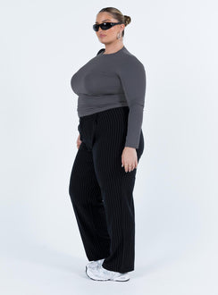 Front view of model wearing  front Princess Polly High Waisted Pants High Waisted Pants  Titius Pants Black Curve