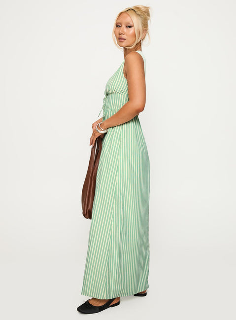 Pokey Maxi Dress Green Stripe