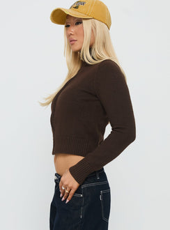 So Exclusive Zip Through Knit Jumper Brown