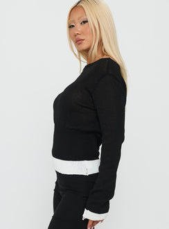 Dresano Wide Neck Knit Sweater Black / White