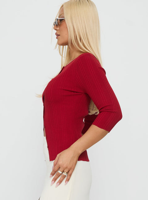 Need My Love 3/4 Sleeve Top Red