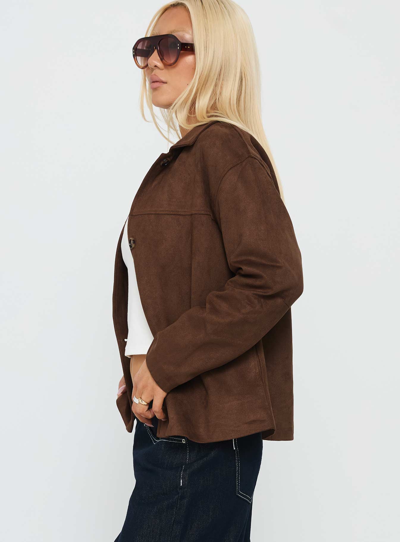 Vaela Faux Suede Jacket Brown