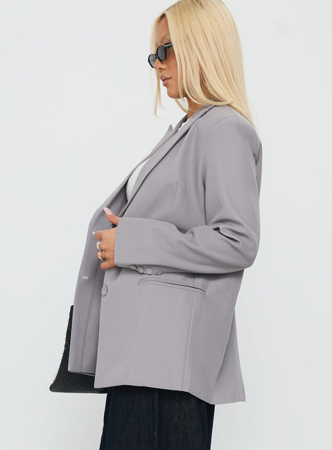 Crowd Pleaser Oversized Blazer Grey