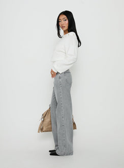 Pipper Asymmetrical Button Up Jeans Grey Wash