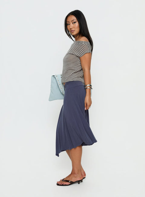 Joaney Tie Side Jersey Midi Skirt Slate
