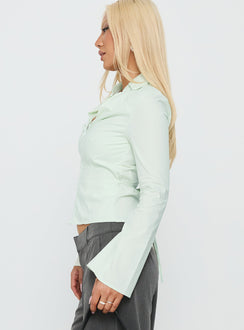 Fame Game Zip Up Collared Top Mint