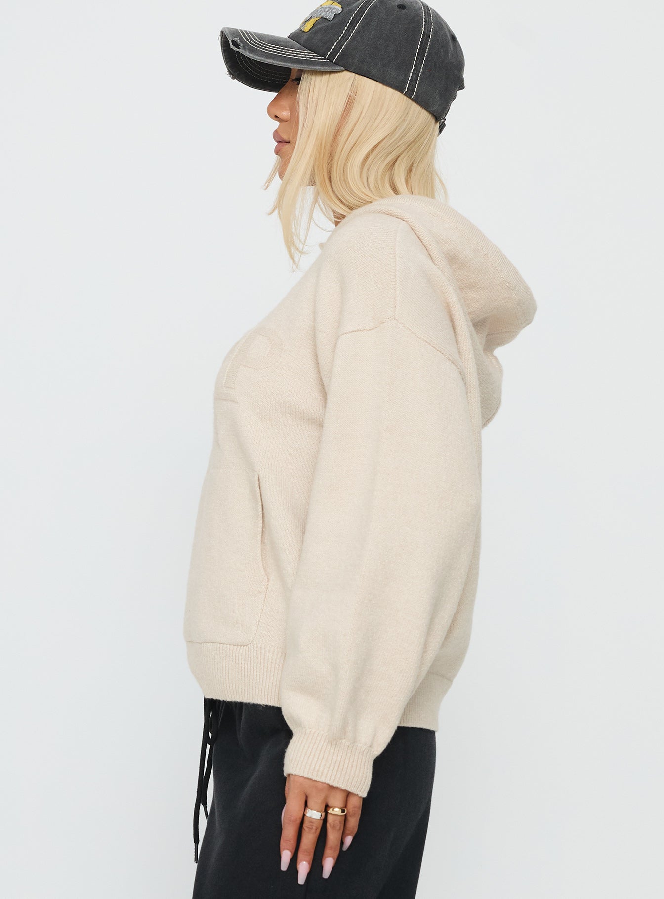 Princess Polly Knit Hoodie Beige