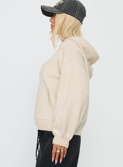 Princess Polly Knit Hoodie Beige