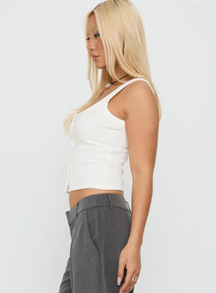 Baseline Button Front Rib Tank Top White