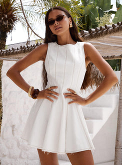 Composure Pleat Mini Dress White Petite