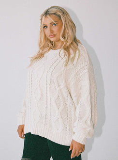 Anaya Oversized Sweater Beige Curve Princess Polly  long 