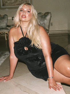 product Princess Polly Asymmetric Neckline  Saveni Flower Mini Dress Black Curve