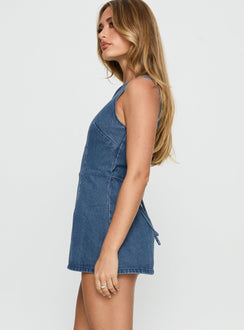 Ainsleigh Shift Denim Playsuit Mid Blue Wash