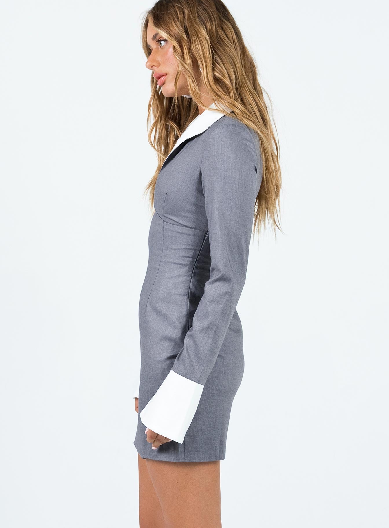 product Princess Polly V-Neck  Nikki Long Sleeve Mini Dress Grey