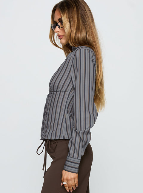New Favourite Top Grey Stripe