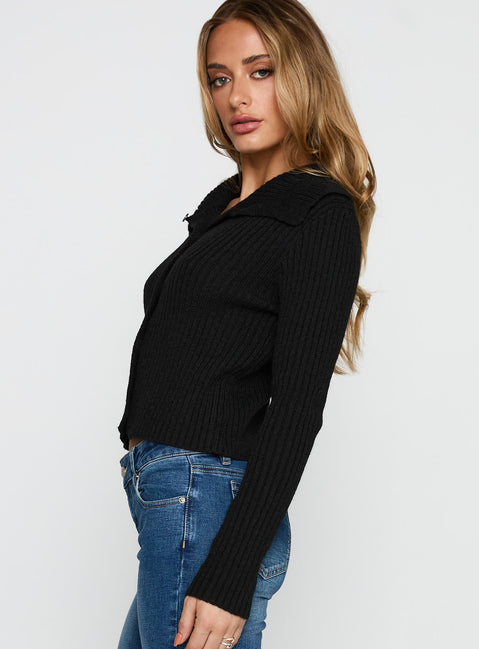 Extraordinary Collared Knit Sweater Black