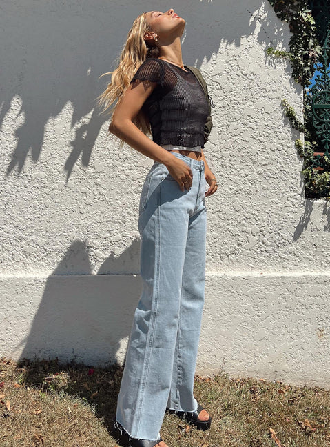 product Princess Polly High Waisted  Arlington Straight Leg Denim Jeans Light Wash