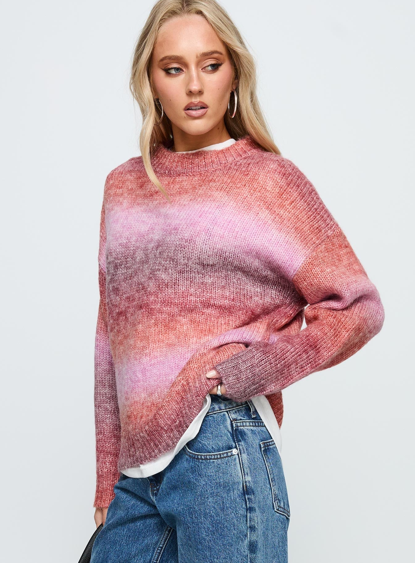 Say No More Knit Sweater Pink Stripe
