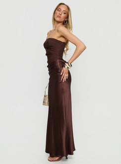 Lulita Strapless Maxi Dress Brown