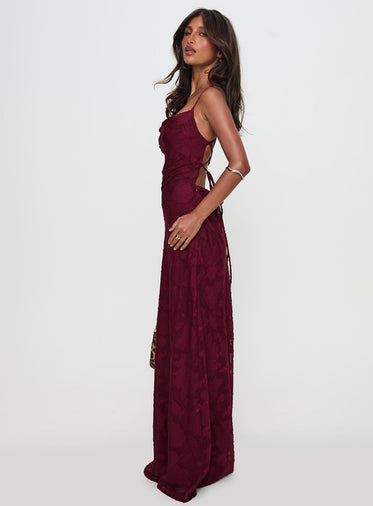 Celena Maxi Dress Burgundy Burnout