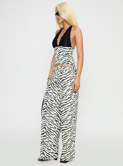 side view of model wearing Princess Polly Paltrow Cargo Pant Zebra High Waisted 