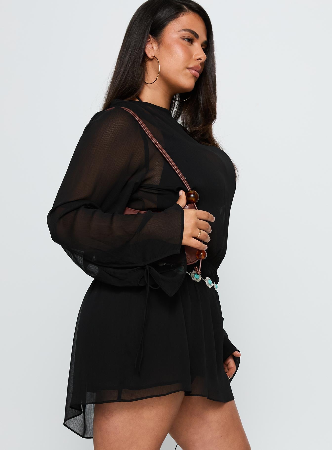 Get Closer Backless Playsuit Black Curve