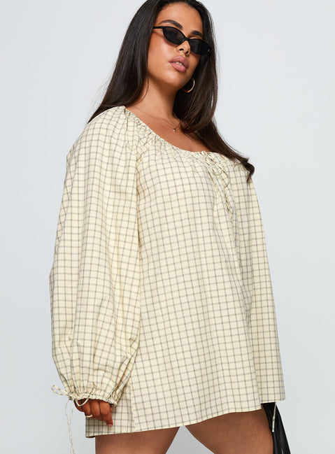 Preacher Playsuit White Check Curve