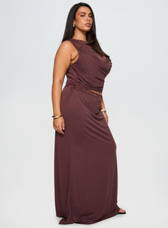 Vesperine Lace Maxi Dress Cocoa Brown Curve