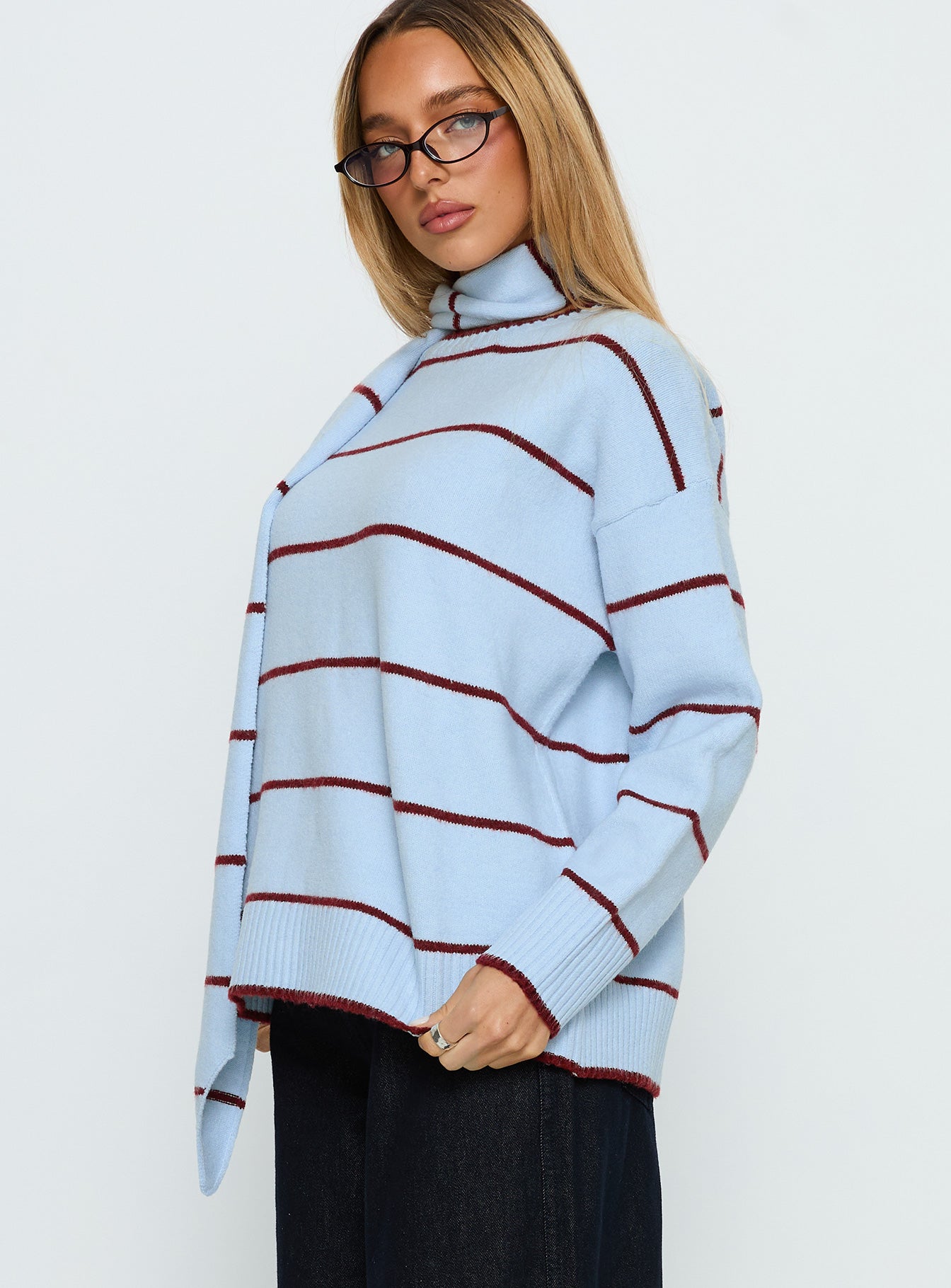 Beanie Oversized Jumper Blue Stripe