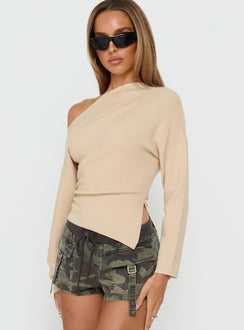 Kaelith Off Shoulder Knit Sweater Cream