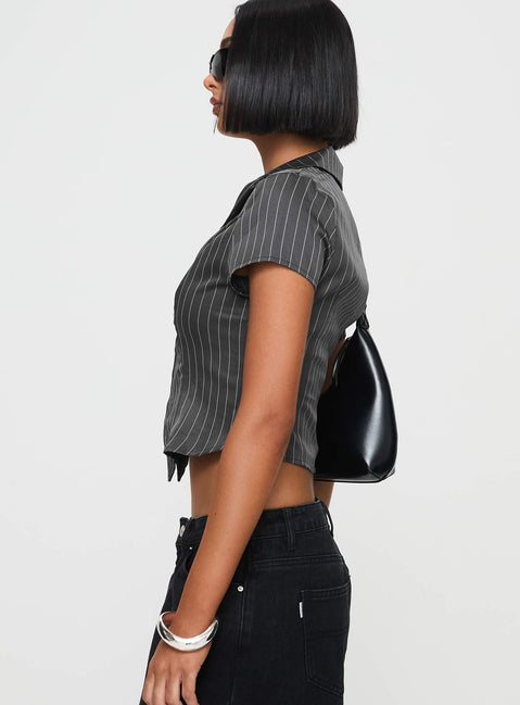 Upper West Side Top Pinstripe Grey