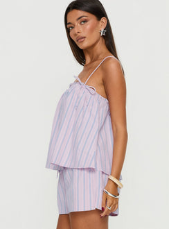 Pepita Flowy Frill Top Pink Stripe