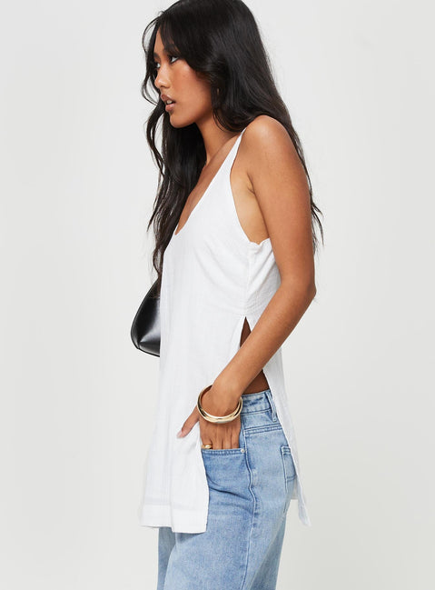 product Princess Polly Sleeveless Crew Neck  Zanzibar Top White