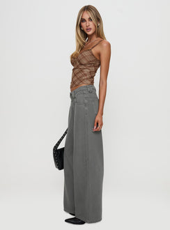 West Side Mid Rise Wide Leg Jeans Grey Wash