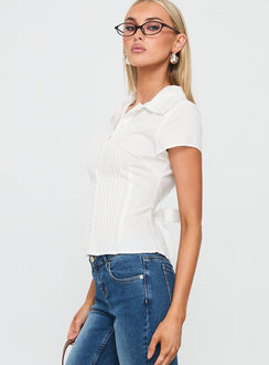 Akiyo Button Up Blouse Top White