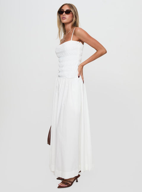 Sweetgum Shirred Maxi Dress White