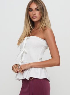 Jaymie Strapless Bow Top White