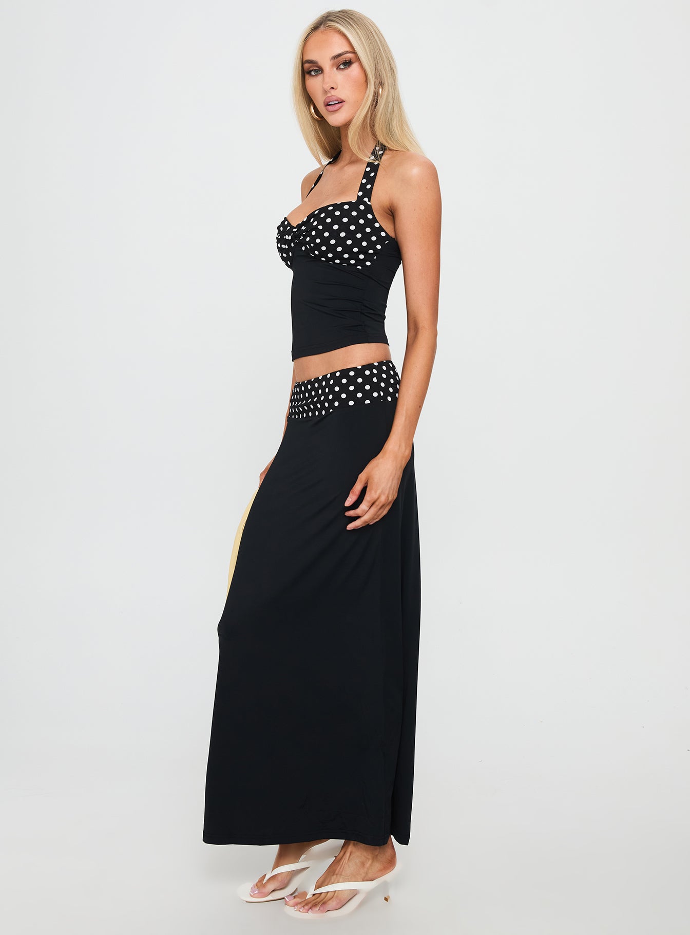 Norelle Halter Set Black Polka