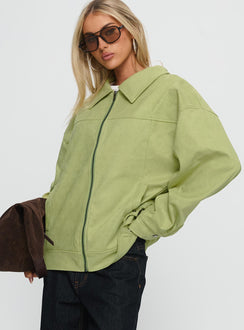Goldsmith Faux Suede Bomber Jacket Matcha
