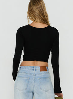 Sirius Cowl Neck Long Sleeve Top Black